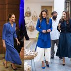 الملكة رانيا وكيت ميدلتون بإطلالة باللون النيلي، أي إطلالة هي الأنجح؟